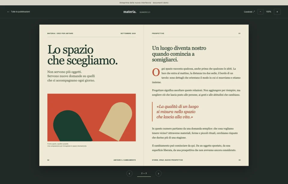 Il lettore di Edicola digitale: una pubblicazione aperta a doppia pagina