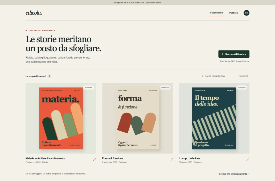 Edicola digitale, copertine e numeri della libreria